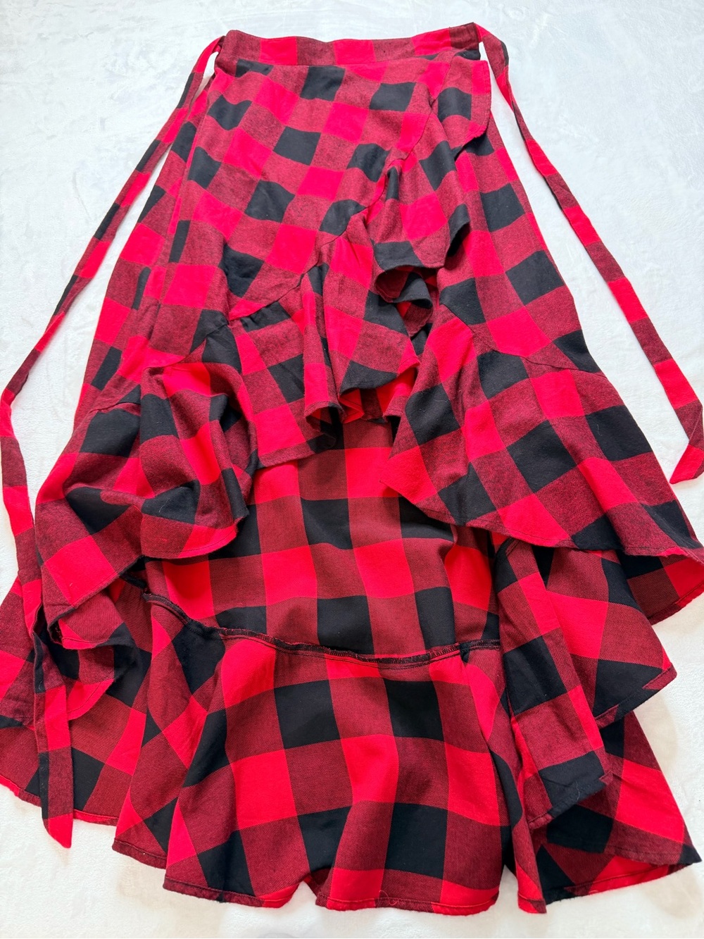 Buffalo David Bitton Red and Black Plaid Ruffle Wrap Skirt